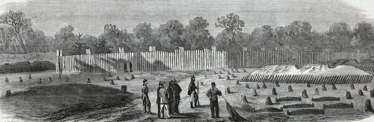 Camp Lawton, Confederate prisoner of war camp, Millen, Georgia, December 1864, artist's impression