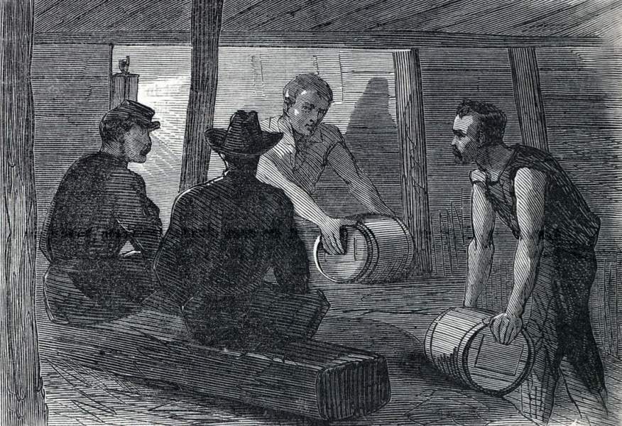 Mining operations underground, siege of Petersburg, Virginia, July 1864, artist's impression