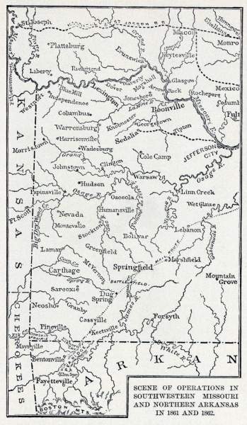 Southwestern Missouri and Northern Arkansas, 1861-1862, zoomable theater of operations map