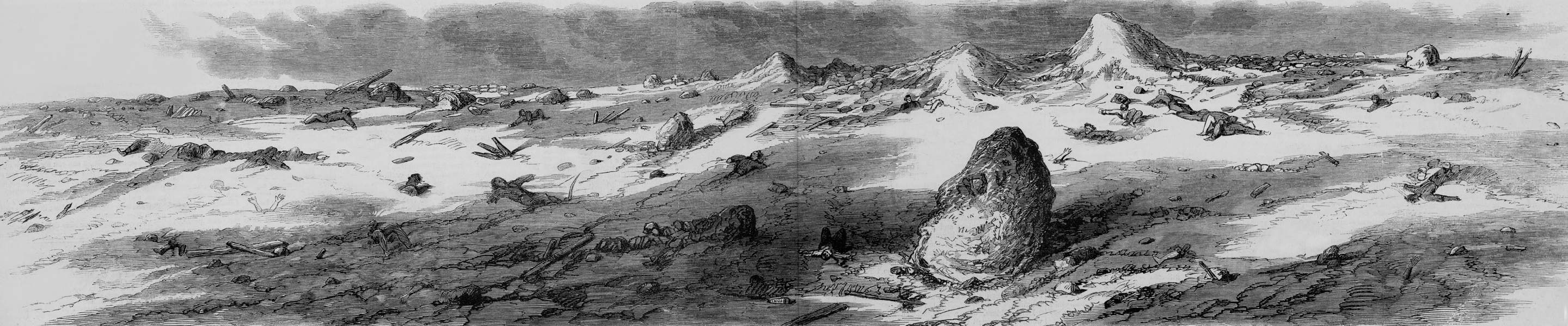 Aftermath of the fighting in the Crater, Petersburg, Virginia, July 30, 1864, artist's impression, zoomable image