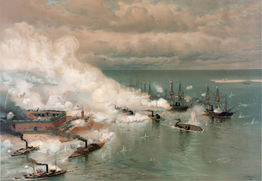Battle of Mobile Bay, August 5, 1864, artist's impression, 1886