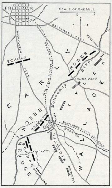 Battle of Monocacy, Maryland, July 9, 1864, battle map