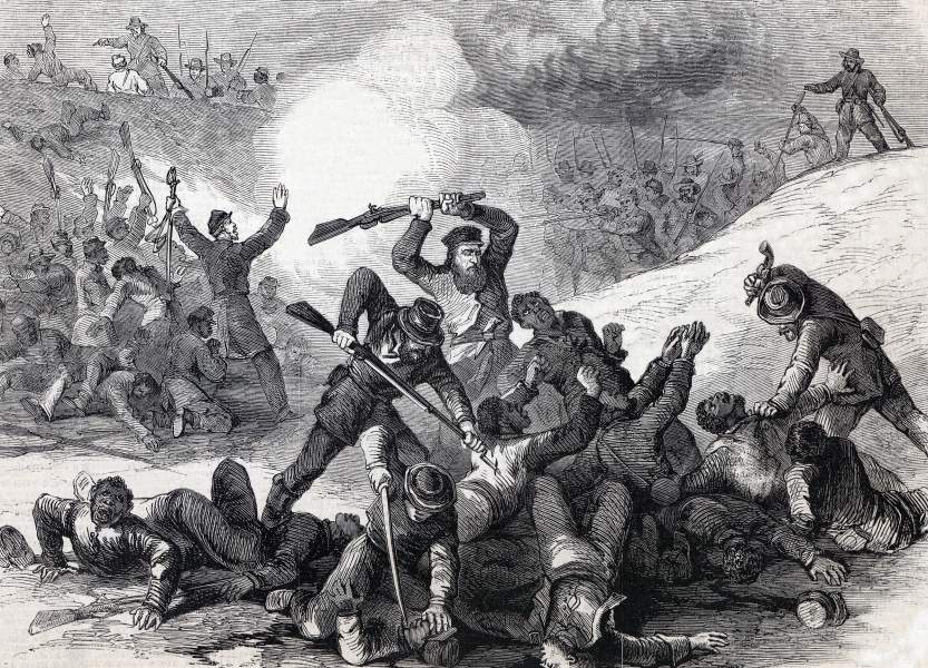 Massacre of Prisoners at Fort Pillow, April 12, 1864, artist's impression, zoomable image