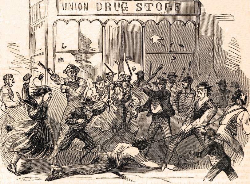 Murder of Colonel Henry F. O'Brian, New York City, July 13, 1863, artist's impression
