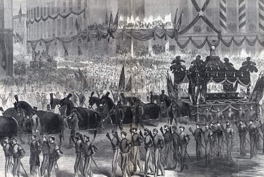 President Lincoln's Funeral Procession in New York City, April 25, 1865, artist's impression, zoomable image