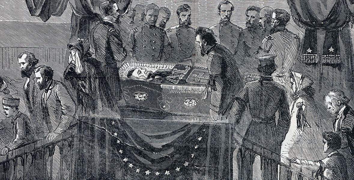 President Lincoln laying in state, New York City Hall, April 24-25, 1865, artist's impression, detail