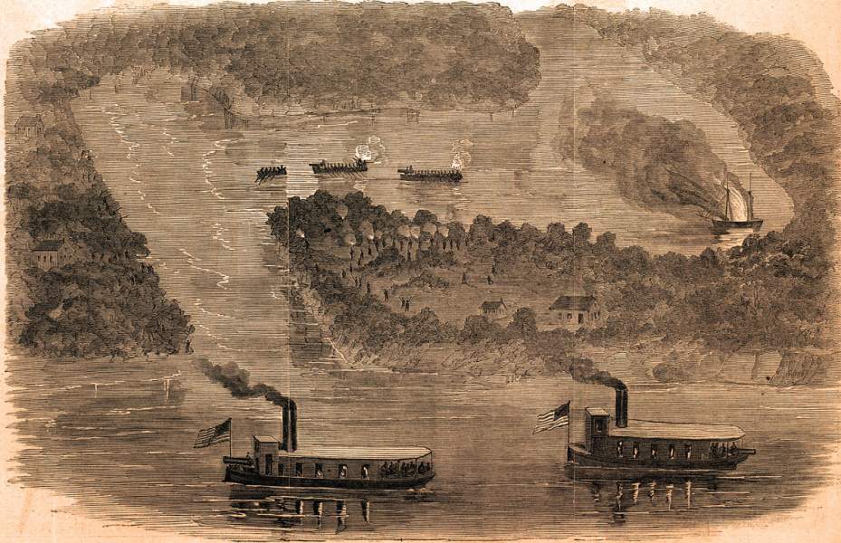 U.S. Navy Raid on Dumfries Creek on the Potomac, October 11, 1861, artist's impression 
