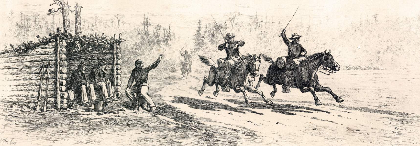 "A Race for Camp," Edwin Forbes, copper plate etching, 1876, zoomable image
