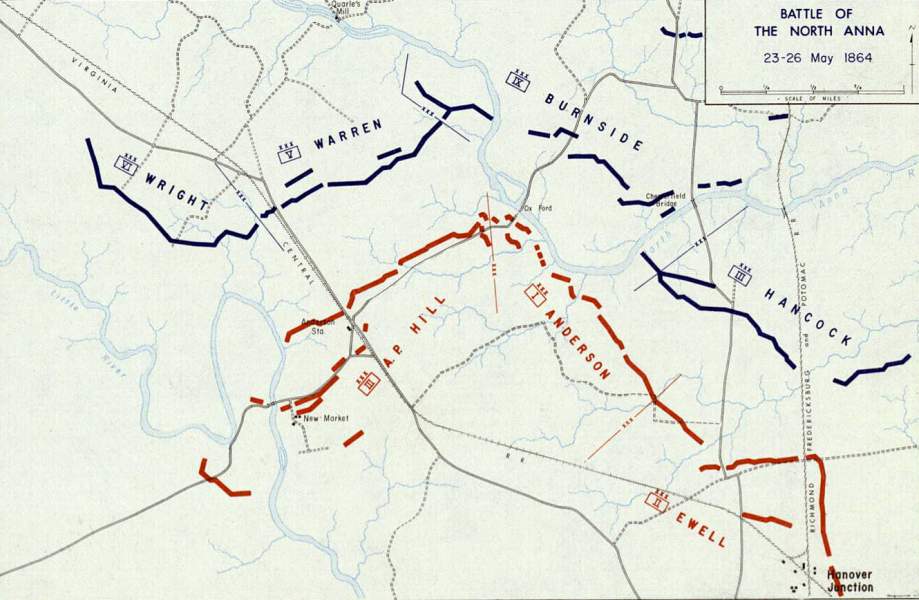 Battle of the North Anna, May 23-26, 1864, campaign map, zoomable image