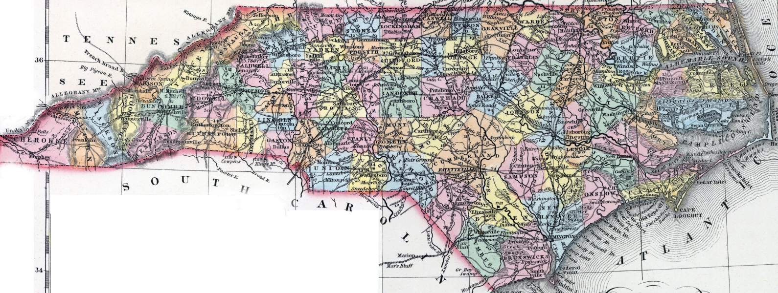 North Carolina, 1857, zoomable map