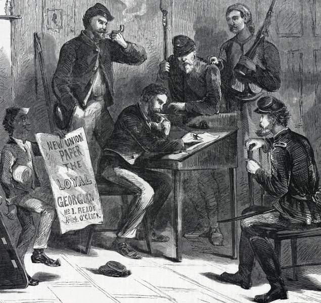 First issue of Union newspaper "Loyal Georgian," Savannah, Georgia, December 24, 1864, artist's impression, detail
