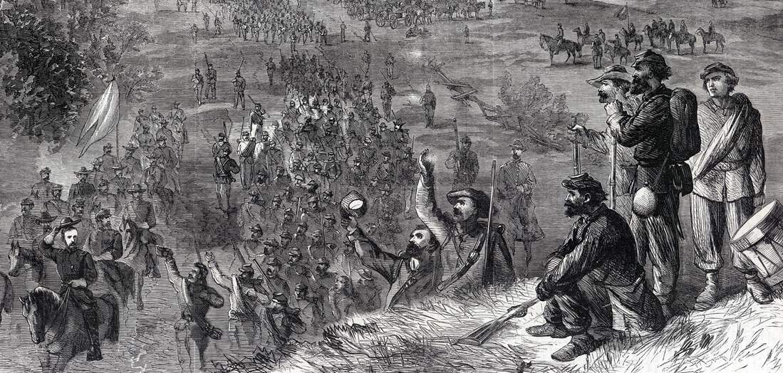 The Union Army on the march in the Shenandoah Valley of Virginia, October, 1864, artist's impression, detail