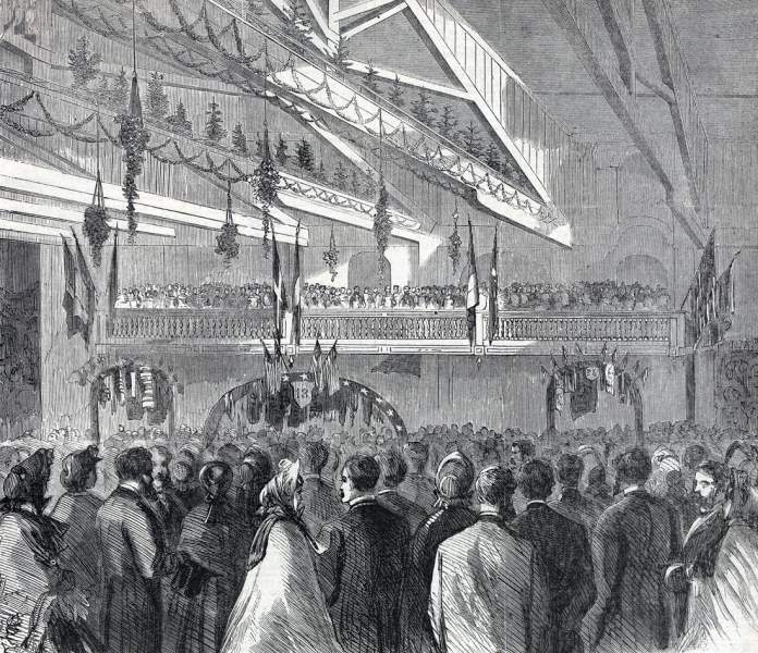 Grand Opening of the Metropolitan Fair, New York City, March 28, 1864, artist's impression