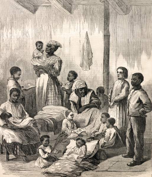 Group in African-American Orphanage, Memphis, Tennessee, May 1866, artist's impression, zoomable image