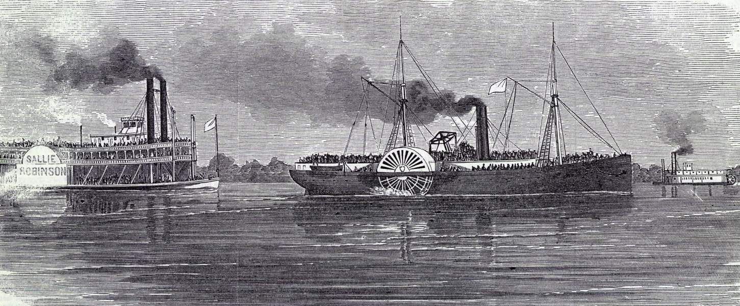 Confederate prisoners from Port Hudson transported upriver, July 1863, artist's impression, zoomable image
