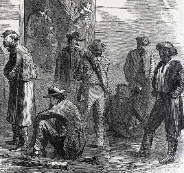 Confederate Prisoners, Virginia, October 1864, artist's impression, further detail