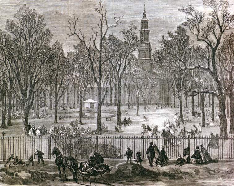 St. John's Park, Hudson Street, New York City, March 1866, artist's impression