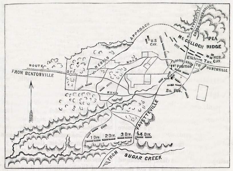 Pea Ridge, Arkansas, March 6-8, 1862, battle map