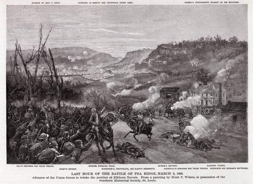 The Battle of Pea Ridge, Arkansas, March 8, 1862, "The Last Hour," artist's impression 