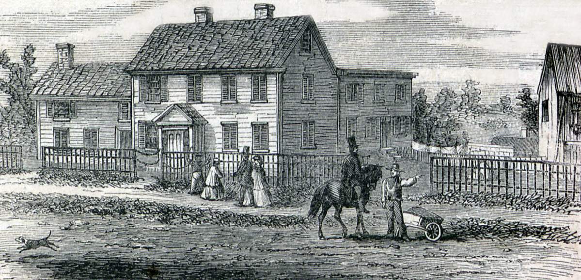 Birthplace of George Peabody, South Danvers, Massachusetts, artist's impression