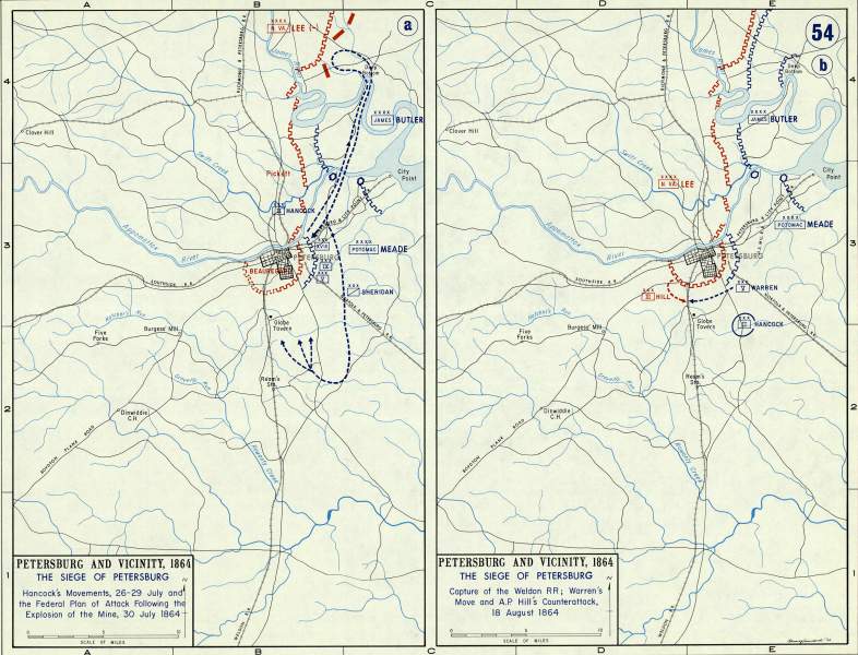 Siege of Petersburg, July and August 1864, campaign map, zoomable image