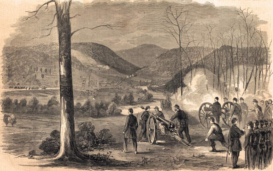 The Battle of Philippi in western Virginia, June 3, 1861, artist's impression, zoomable image