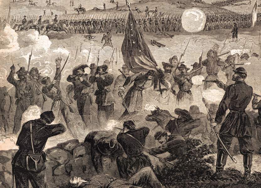 Repulse of Longstreet's Attack on the Federal center, July 3, 1863, artist's impression, detail