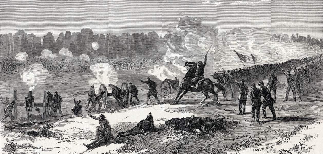 Battle of Pleasant Hill, Louisiana, April 9, 1864, artist's impression, zoomable image