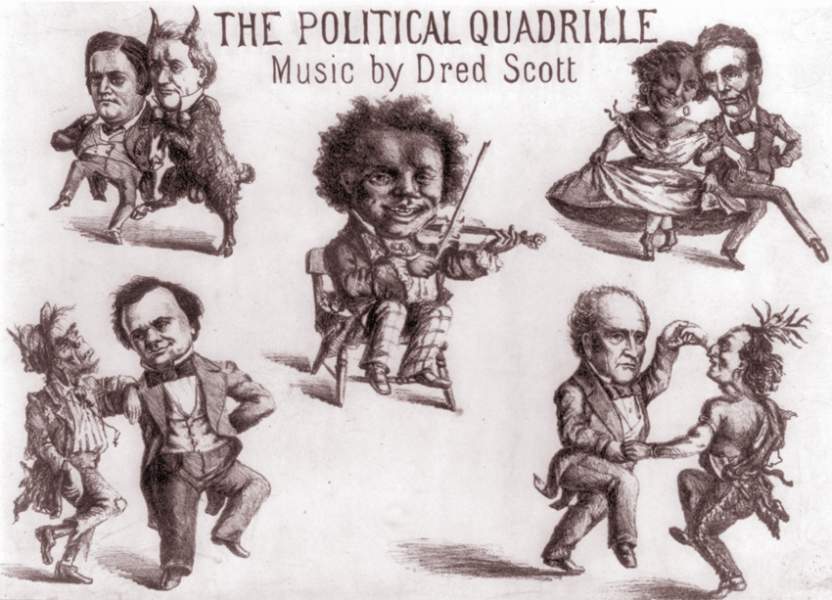 "The Political Quadrille," 1860, political cartoon