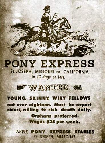 Pony Express Recruiting Poster, 1860