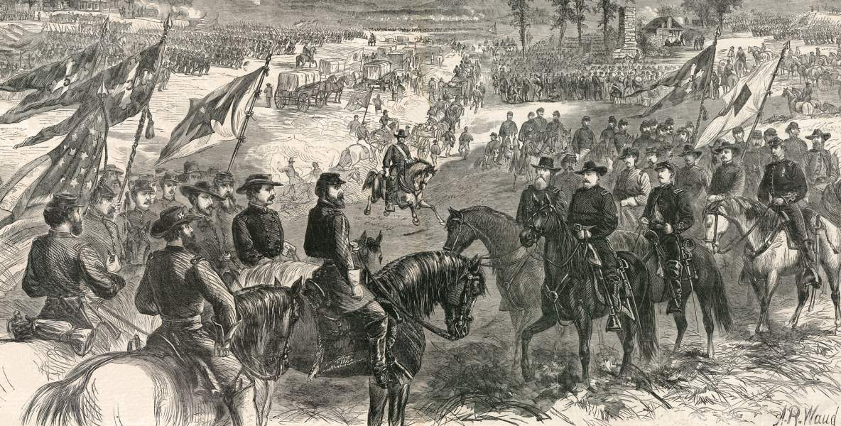 "An Advance of the Army of the Potomac," Alfred R. Waud in Harper's Weekly, January 1864, zoomable image, detail