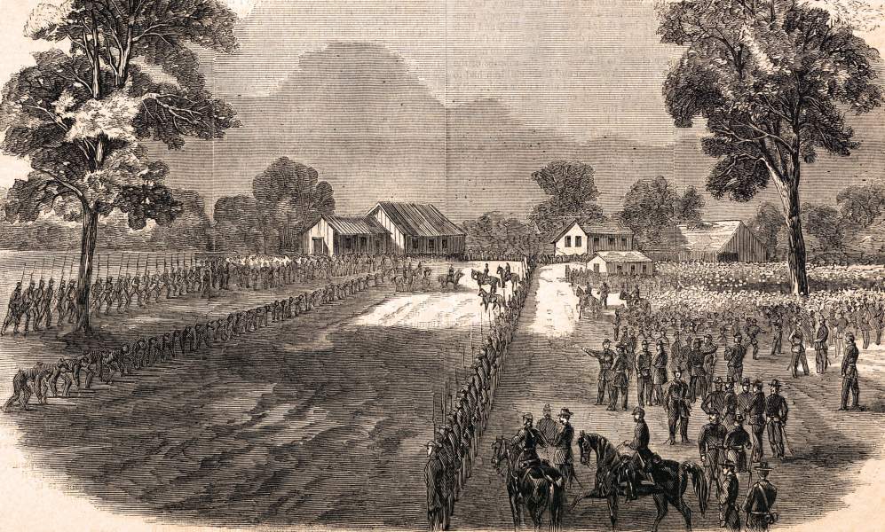 Formal surrender of the Port Hudson garrison, July 1863, artist's impression, zoomable image
