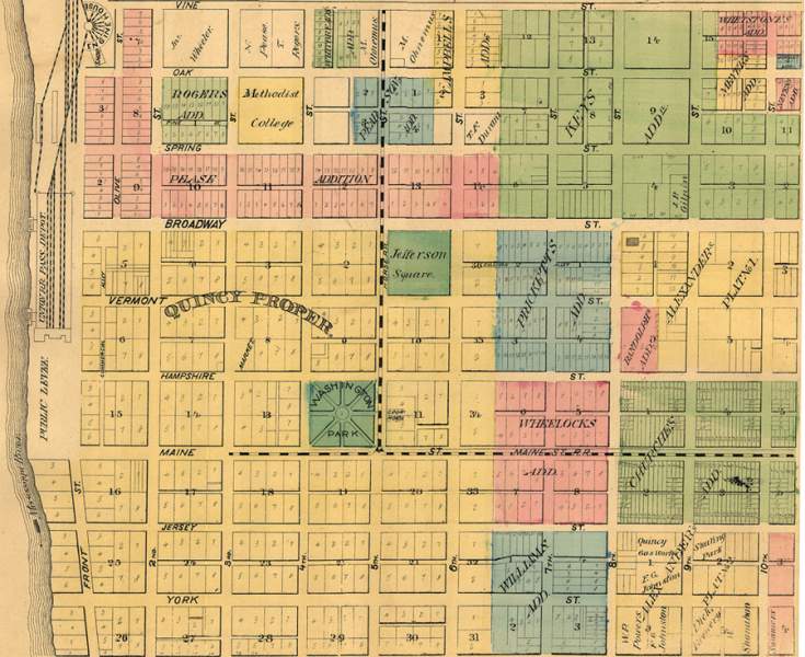 Quincy, Illinois, 1872, central area