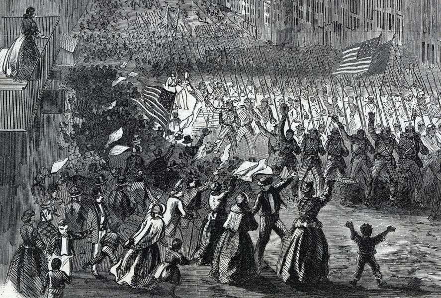 United States troops entering Richmond, Virginia, April 3, 1865, artist impression, detail