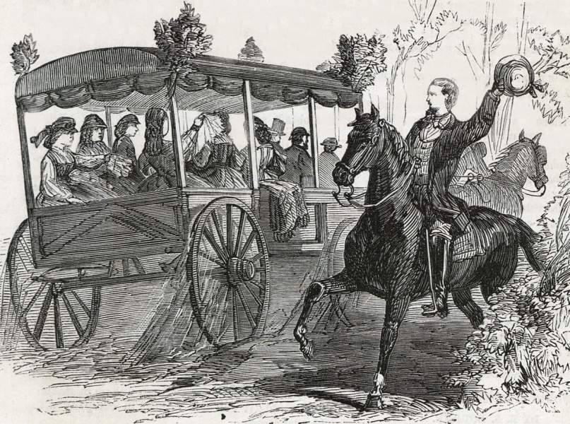 On the road to the Farmer's Picnic at the beach, Raritan Bay, Amboy, New Jersey, August 1, 1865, artist's impression