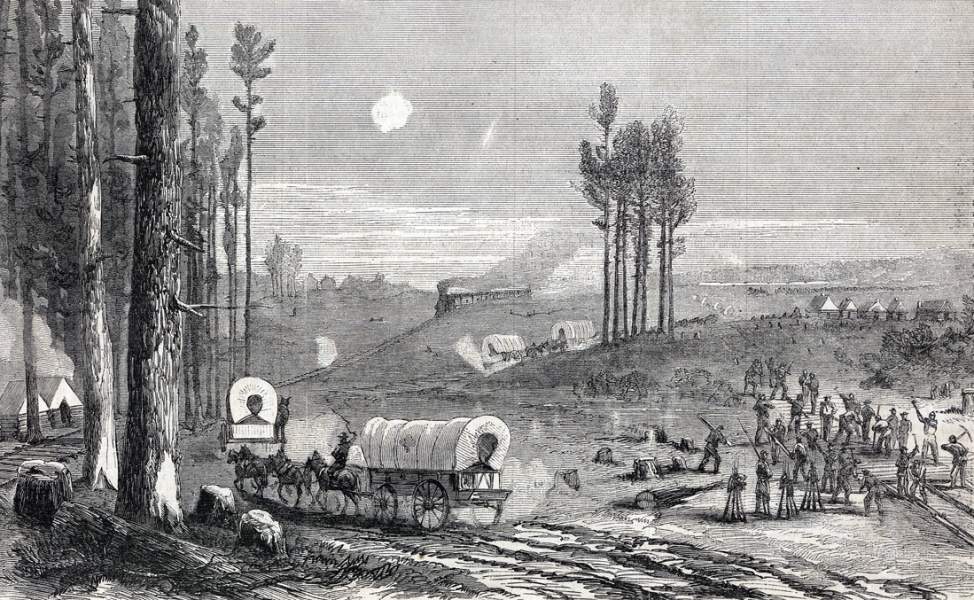Union road-building, Siege of Petersburg, Virginia, November 1864, artist's impression