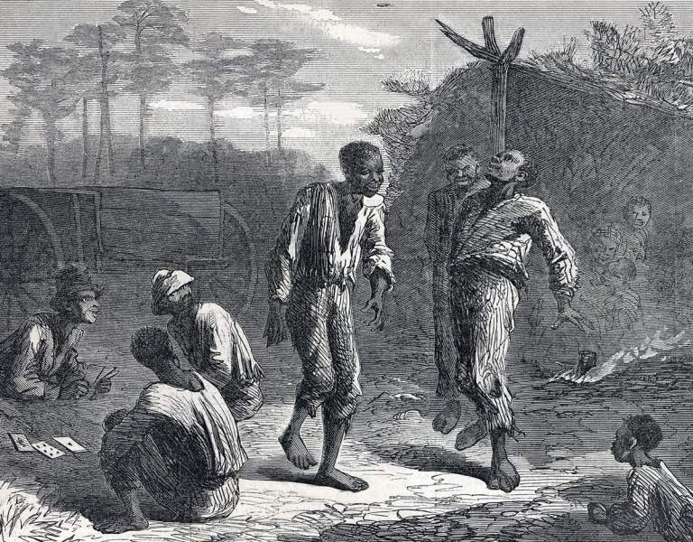 African-American refugees in camp, July 1865, artist's impression, detail