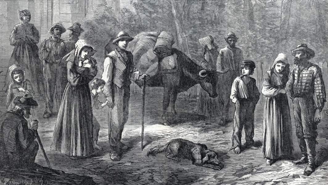 "Union Refugees Coming Into The Federal Lines," Harper's Weekly, November 5, 1864, artist's impression, detail