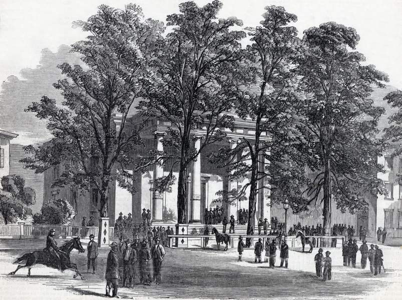 Polling at City Hall in the Richmond, Virginia city elections, July 25, 1865, artist's impression