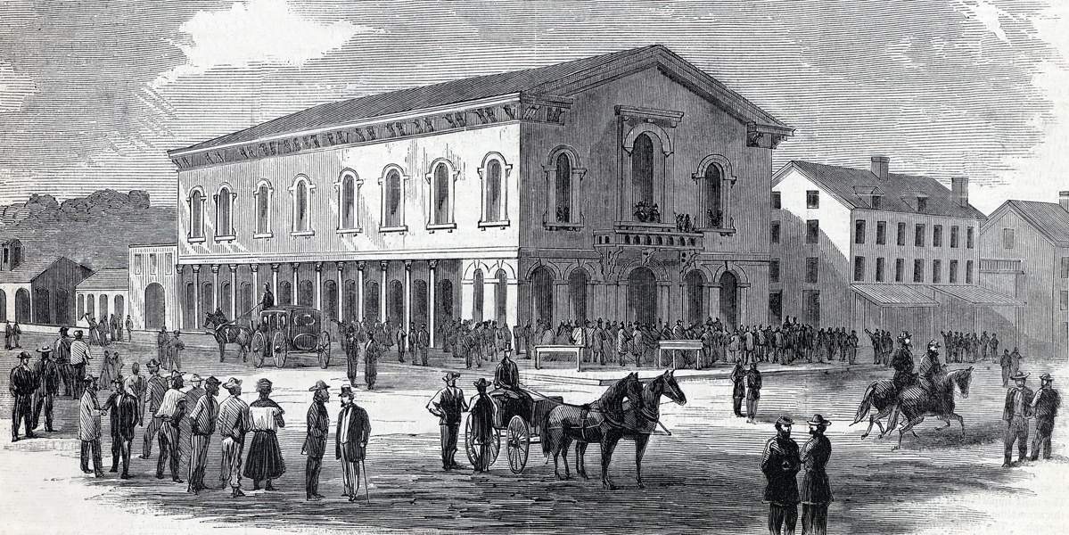 Polling in the Richmond, Virginia city elections, July 25, 1865, artist's impression