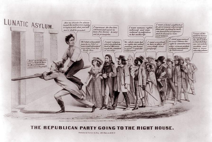"The Republican Party Going to the Right House," cartoon, 1860, zoomable image