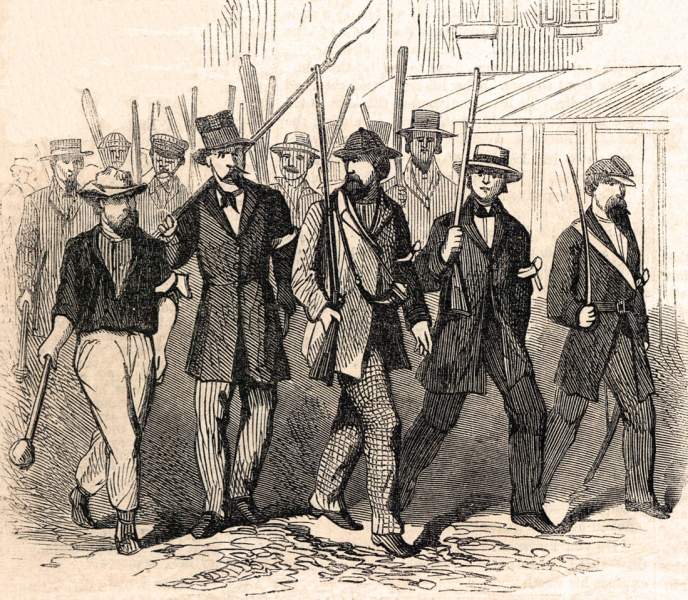 Rioters on A Street, New York City, July, 1863, artist's impression