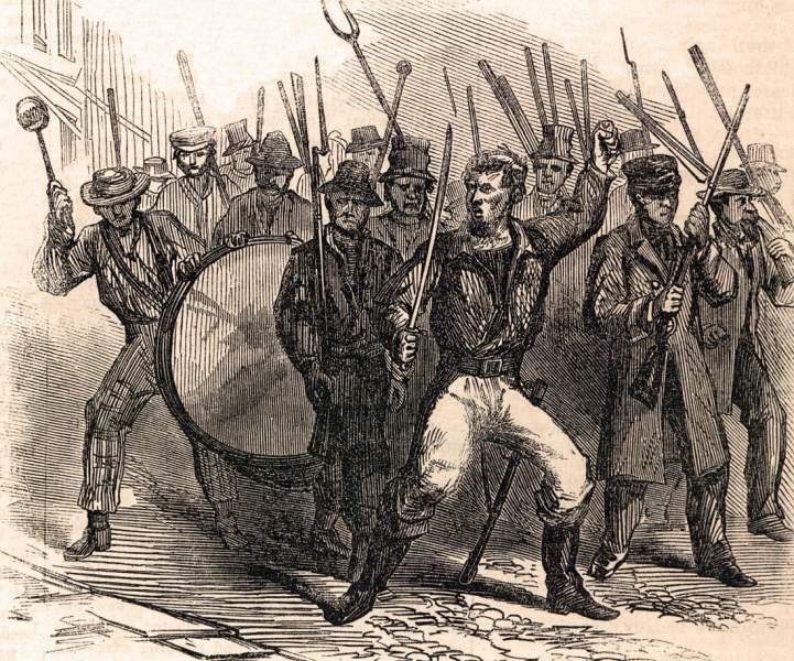 Rioters on Second Avenue, New York City, July, 1863, artist's impression