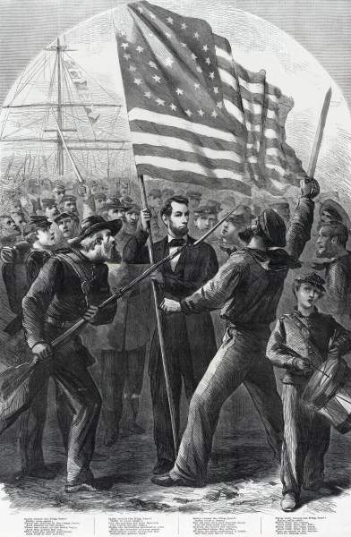"Rally Round the Flag!" Harper's Weekly Magazine, October 1, 1864, zoomable image
