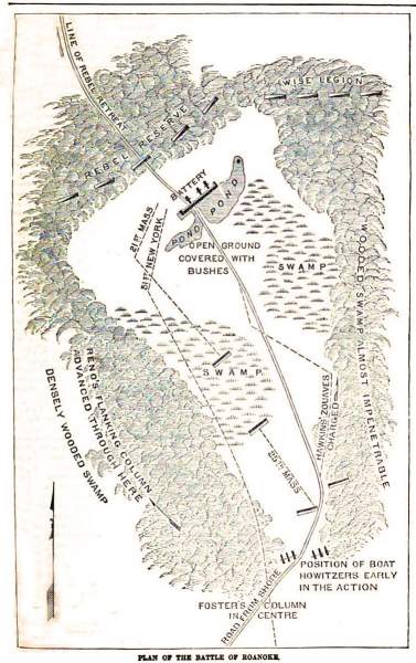 Battle of Roanoke, Virginia, 1862, battle map