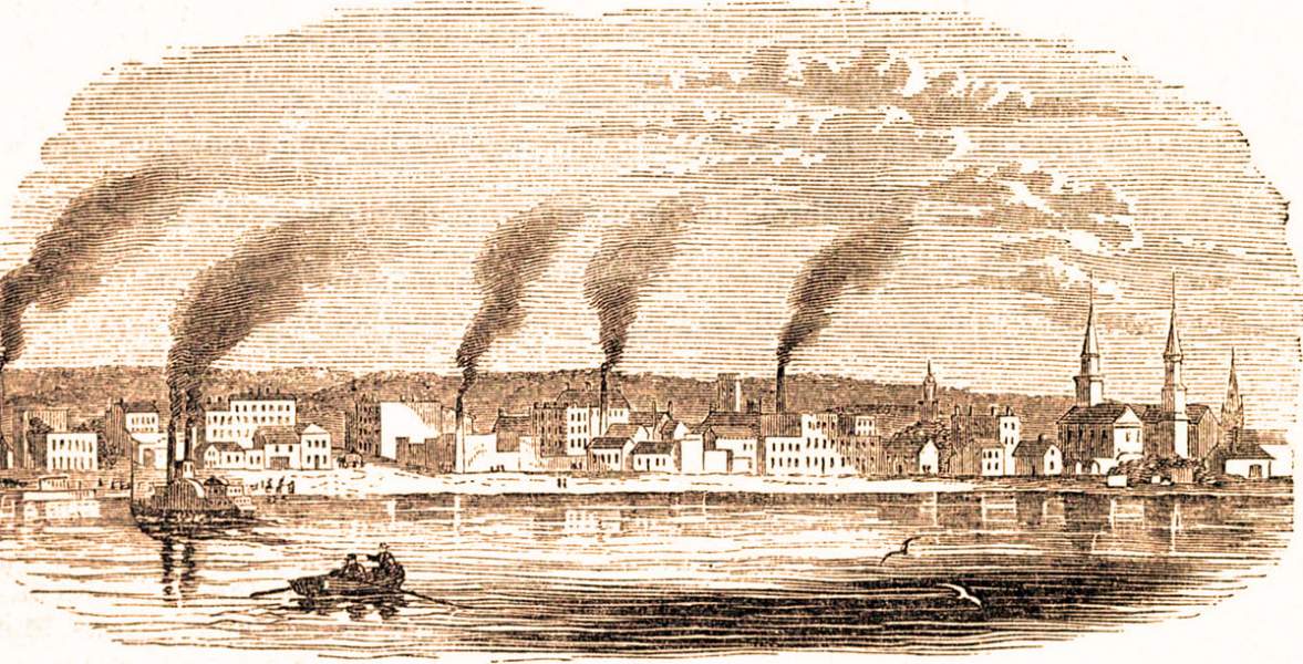 Rock Island City, Illinois, 1861, artist's impression