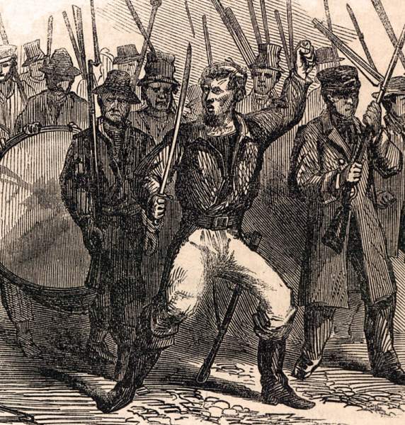 Rioters on Second Avenue, New York City, July, 1863, artist's impression, detail
