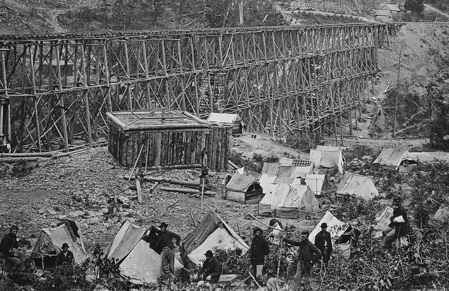 Union camp, Running Water Creek Bridge, near Chattanooga, Tennessee, October-November 1863, detail