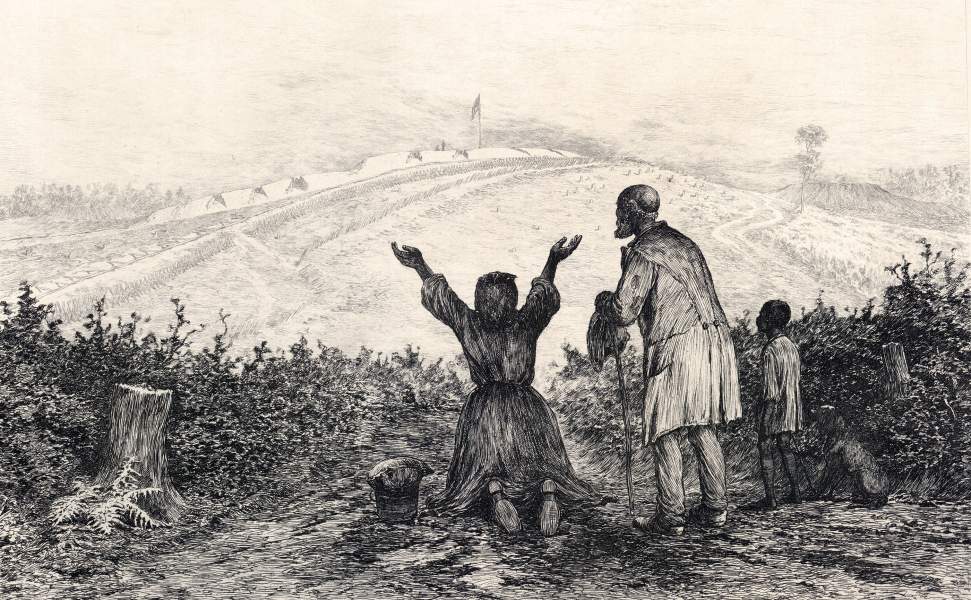 "The Sanctuary" Edwin Forbes, copper plate etching, 1876, zoomable image