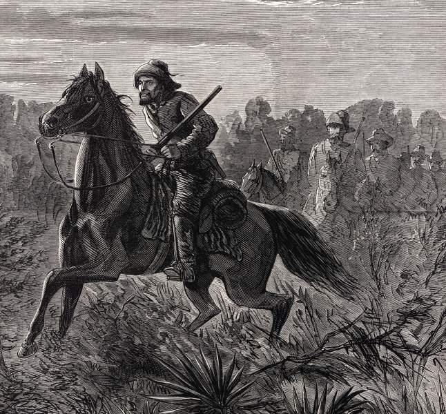 "Union Scouts in Louisiana," artist's impression, Harper's Weekly, May 1864, detail